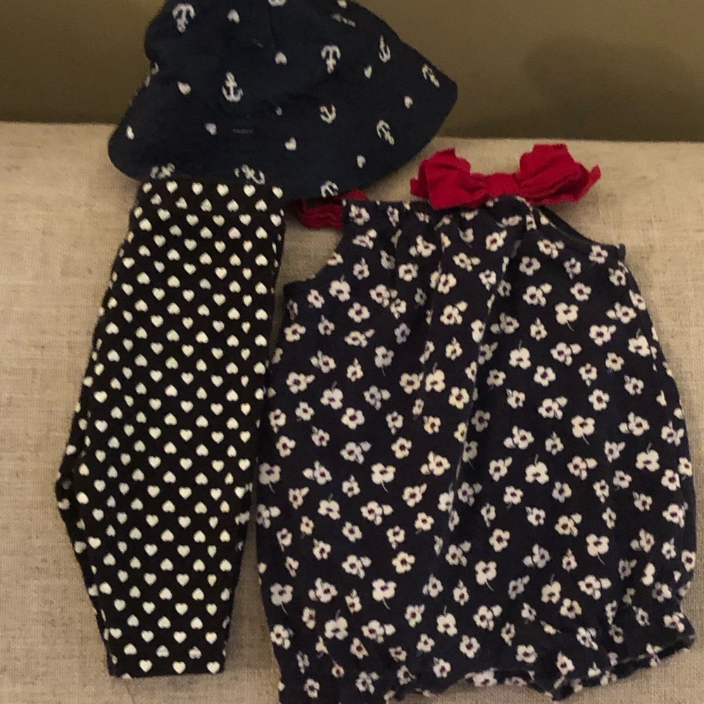 Flower Romper, Heart Pants, Bucket Hat